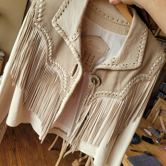 Fort Grizzly Jackets & Blazers - Native American Genuine Leather Fringe Jacket